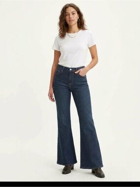 NWT Express Mid Rise '70s Flare Jeans Denim Women's Size 6R Retro Boho